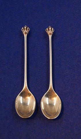 Dansk Krone Dänisch Sterling Silberbesteck, Paar Kaffeelöffel oder Moccalöffel 10cm