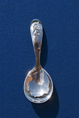 F. Hingelberg sølvbestik, sukkerske med buet skaft 10cm