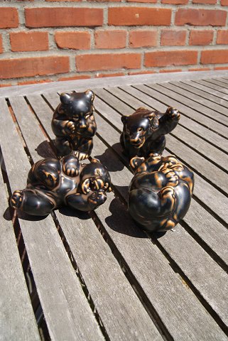 Royal Copenhagen stoneware figurines, small brown bears Nos 21432 & 21434
