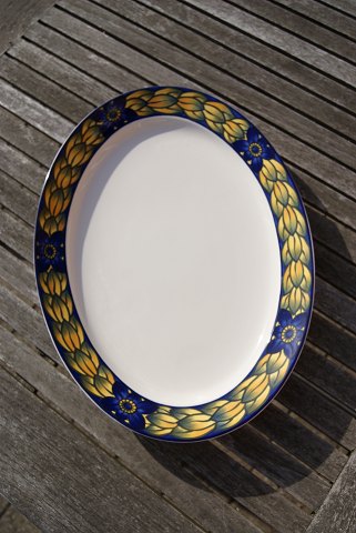 Blå Fasan fajance porcelæn, ovale fade 42cm