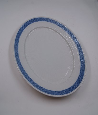 Blå Vifte porcelæn, stort, ovalt serveringsfad 41,5cm