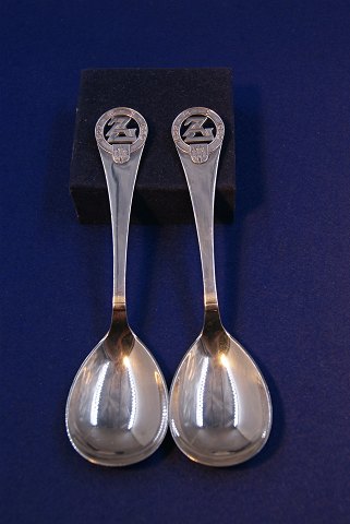 Danish silver flatware, pair of serving spoon2 17.5cm from year 1952