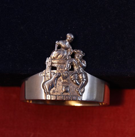 The Swineherd child's napkin ring of Danish solid silver