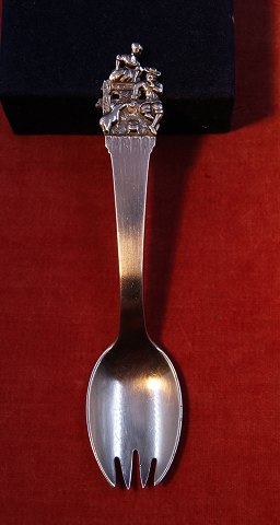 The Swineherd child's spoon-fork or spork of Danish solid silver