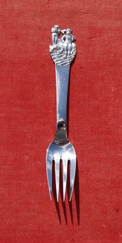 Little Claus and Big Claus child's fork of Danish solid silver