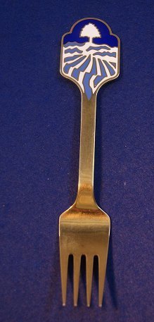Michelsen Christmas fork 1986 of Danish gilt sterling silver