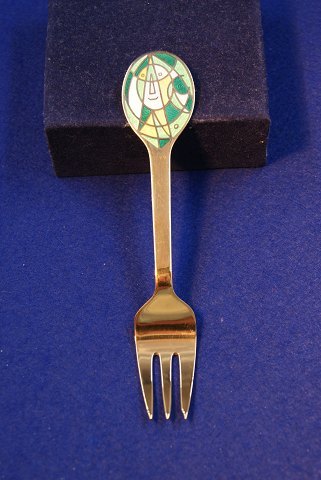Michelsen Christmas pastry fork 1980 of Danish gilt sterling silver