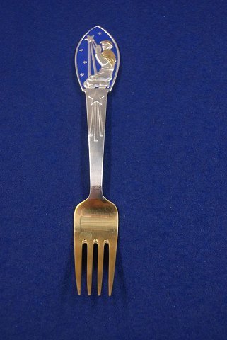 Michelsen Christmas fork 1935 of Danish partial gilt silver