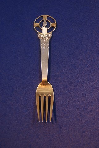 Michelsen Christmas fork 1936 of Danish partial gilt silver