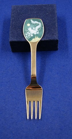 Michelsen Christmas fork 1983 of Danish gilt sterling silver