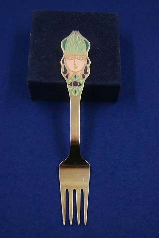 Michelsen Christmas fork 1982 of Danish gilt sterling silver