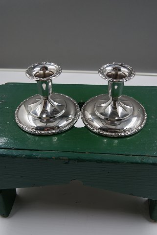 Pair of swedish candlesticks 7cms on round stand of 830S silver