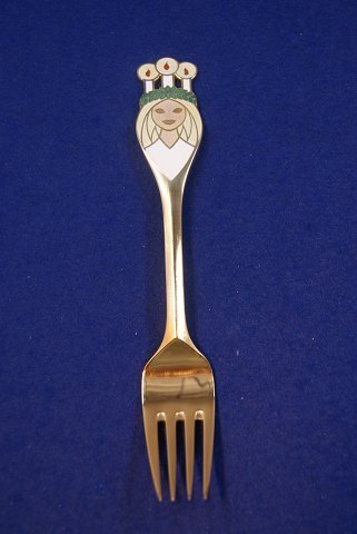 Michelsen Christmas fork 1959 of Danish gilt sterling silver