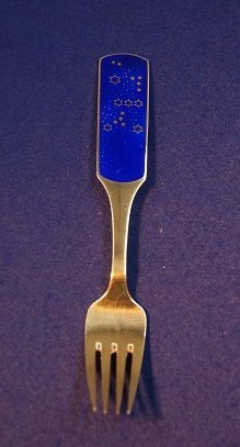 Michelsen Christmas fork 1964 of Danish gilt sterling silver