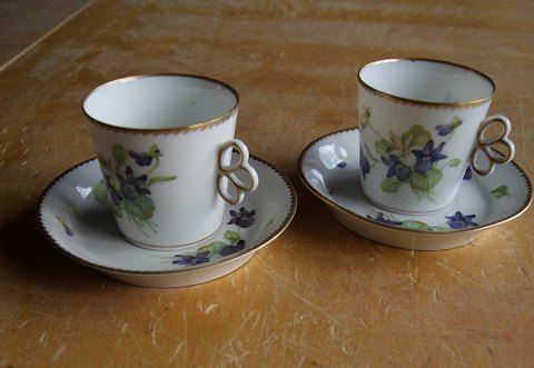 Blue Violet Royal Copenhagen porcelain, set = 2 settings mocha cups from the period 1898-1923
