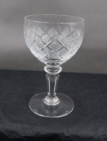 Christiansborg Danish crystal glassware with faceted stem. Clear white wine glasses 12.5cm