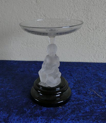 Business card bowl with frozen glass figure H 13 cm