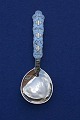 Norwegian silver flatware, jam spoon with light 
blue enamel 14.7cm of sterling silver by J. 
Tostrup