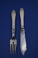 Setting fish cutlery of 2 pieces of Danish 3 Towers solid silver with the knife all of silver, by Danish Works