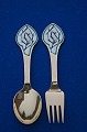 Michelsen Set Christmas spoon and fork 1997 of Danish gilt sterling silver