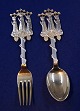 Michelsen set Christmas spoon and fork 1915 of 
Danish gilt silver