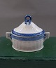 Blue Fan Danish porcelain. Large, oval covered sugar bowl or bonbonniere