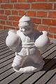 Hjorth Danish stoneware figurine in white glaze,Watering man with 4 jars