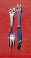 The Ugly Duckling child's cutlery of Danish solid 
silver. Set of child's fork and knife.