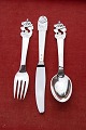 The Flying Trunk children's cutlery of Danish solid silver. Set spoon, knife & fork