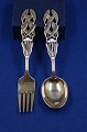 Michelsen set Christmas spoon and fork 1941 of Danish gilt sterling silver