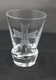 Danish freemason glass schnapps glass engraved with freemason symbols, on an edge-cutted foot