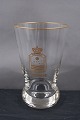 Danish freemason glass or Masonic glass on round foot, beer glass decorated with cutted symbols