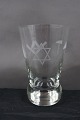 Danish freemason glasses, beer glasses engraved 
with freemason symbols, on a round  foot