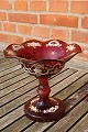 Bohemian glass.
Ruby red centerpiece or candy bowl on high stand 
with nice decoration