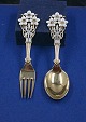 Michelsen set Christmas spoon and fork 1929 of Danish gilt sterling silver