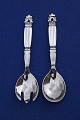 Acorn Georg Jensen Danish solid silver flatware. 2 pieces salad set with steel 20cm