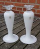 Holmegaard glass art. Balustra vases/candlesticks of milk white glass 22.5cms