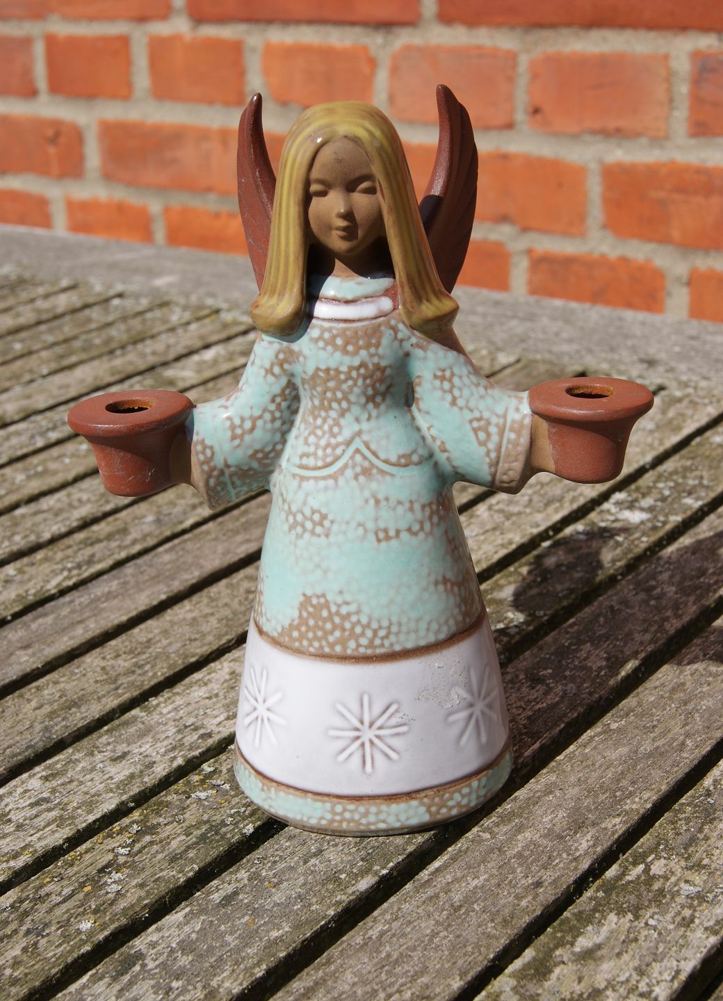Antikkram - Goebel keramik figur Tyskland, Engel til 2 lys HX 327 fra 1966